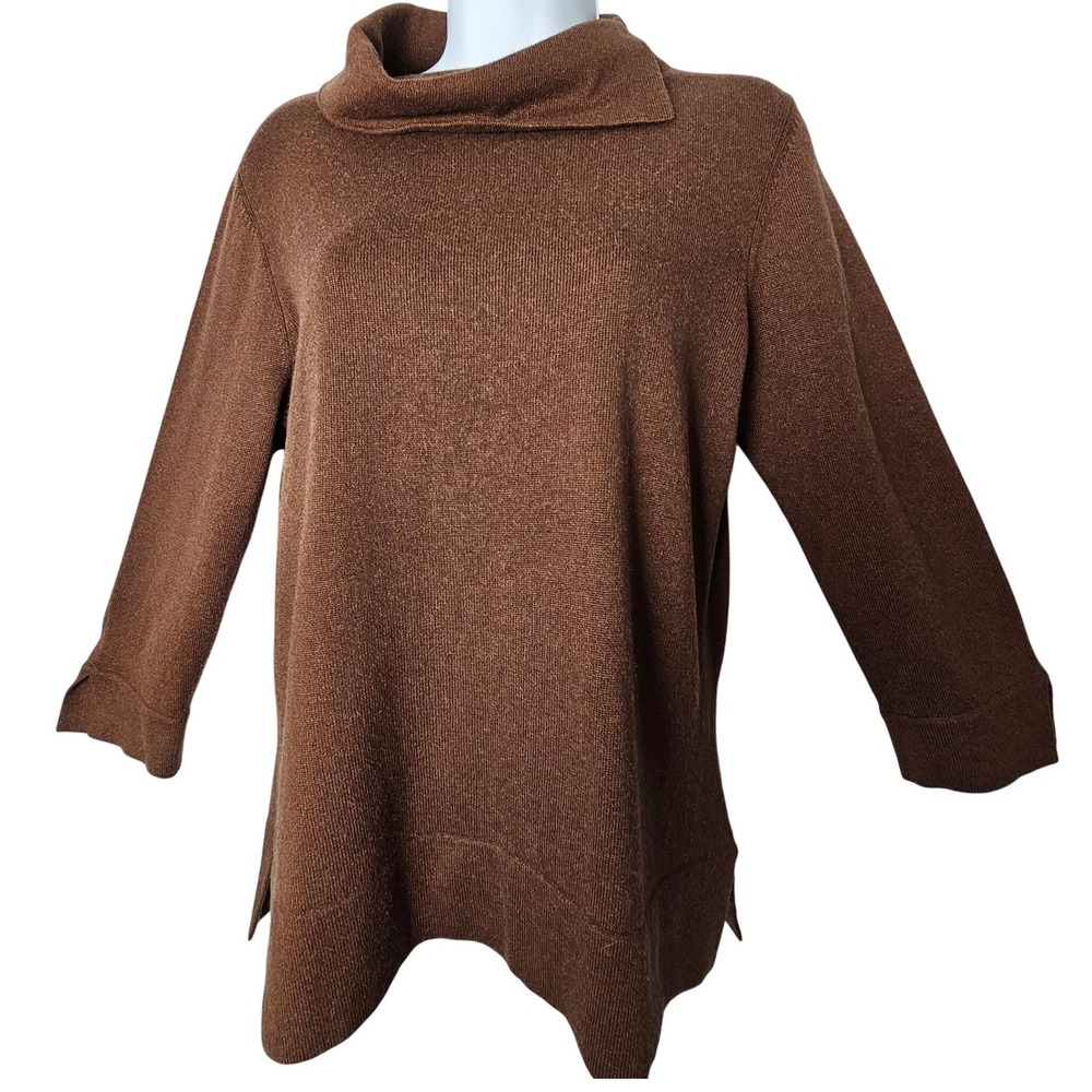 Vtg Talbots Silk Cashmere Sweater M Brown Funnel Neck Quiet‎ Luxury Old Money